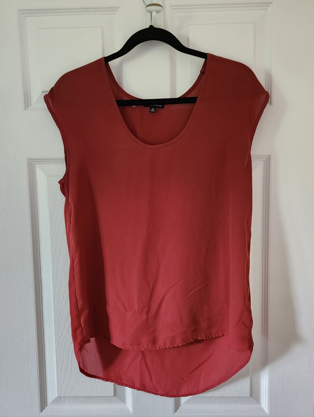 Lightweight Scoop Neck Cap Sleeve Top - Rust Pink